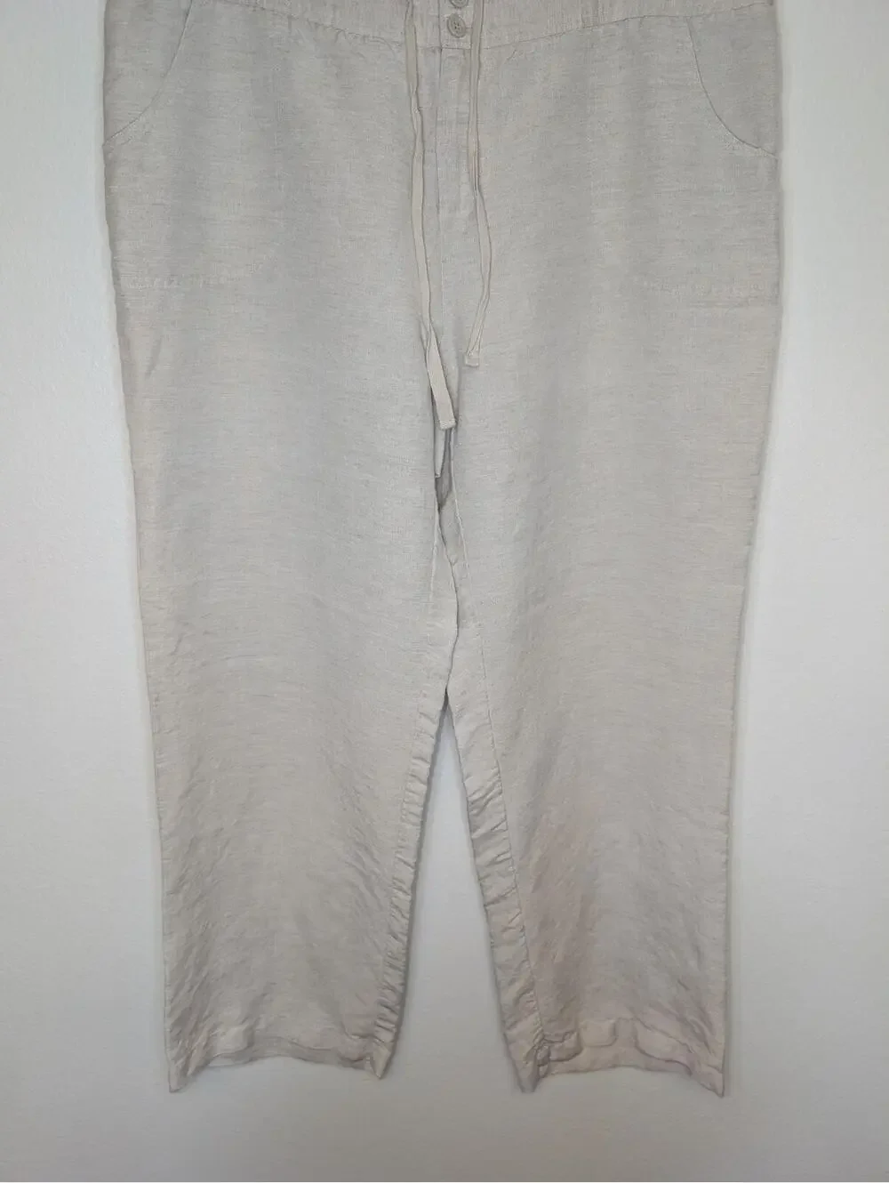 Coldwater Creek Womens Beige Linen Blend Pants Size 18 Relaxed Straight Leg - Picture 3 of 9